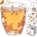 Kubek Szklany z Podwójną Ścianką Termiczny Kwiaty do Kawy 350 ml