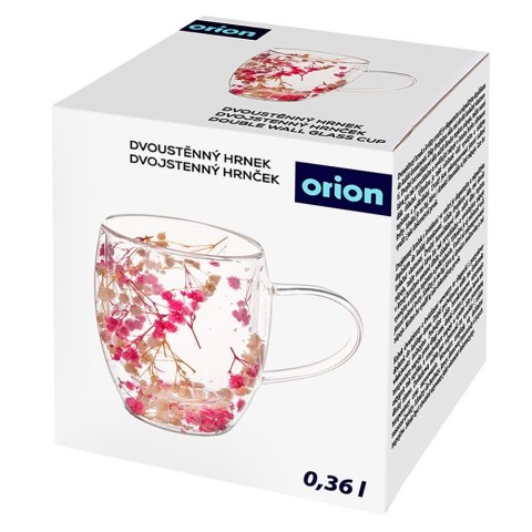 Kubek Szklany z Podwójną Ścianką Termiczny do Kawy Herbaty Kwiaty 360 ml