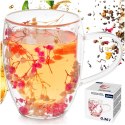 Kubek Szklany z Podwójną Ścianką Termiczny do Kawy Herbaty Kwiaty 360 ml