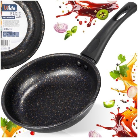 Patelnia Granitowa Non-Stick do Smażenia Duszenia Czarna 16 cm VILDE