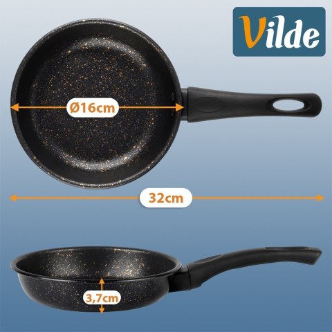 Patelnia Granitowa Non-Stick do Smażenia Duszenia Czarna 16 cm VILDE