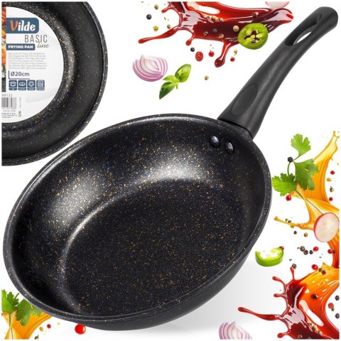 Patelnia Granitowa Non-Stick do Smażenia Duszenia Czarna 20 cm VILDE