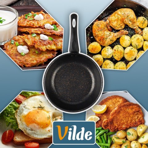 Patelnia Granitowa Non-Stick do Smażenia Duszenia Czarna 20 cm VILDE