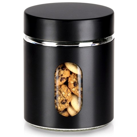 Pojemnik Kuchenny Szklany 650 ml Czarny na Produkty Sypkie VILDE