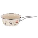 Rondel Emaliowany Kremowy w Kwiaty Maki 14 cm 0,65 L na Indukcję