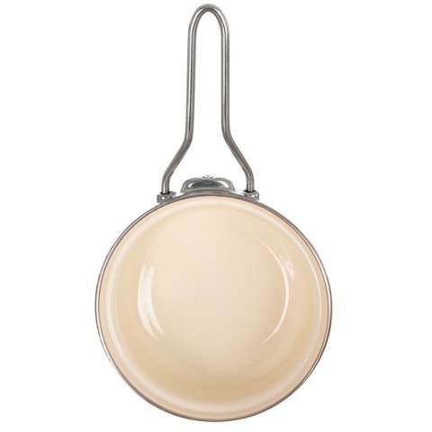 Rondel Emaliowany Kremowy w Kwiaty Maki 14 cm 0,65 L na Indukcję