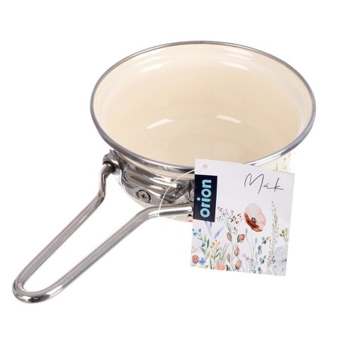 Rondel Emaliowany Kremowy w Kwiaty Maki 14 cm 0,65 L na Indukcję