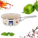 Rondel Emaliowany Kremowy w Kwiaty Maki 14 cm 0,65 L na Indukcję
