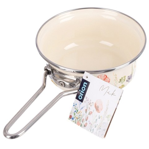 Rondel Emaliowany Kremowy w Kwiaty Maki 16 cm 0,95 L na Indukcję