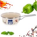Rondel Emaliowany Kremowy w Kwiaty Maki 16 cm 0,95 L na Indukcję