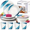 Serwis Obiadowy Zestaw Talerzy Kubki Porcelana dla 4 Osób Niebieski
