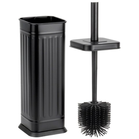 Szczotka do toalety silikonowa ze stojakiem metalowym czarna 36,5 cm