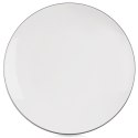 Talerz Deserowy Porcelanowy do Ciasta Śniadaniowy Biały z Obwódką 20 cm