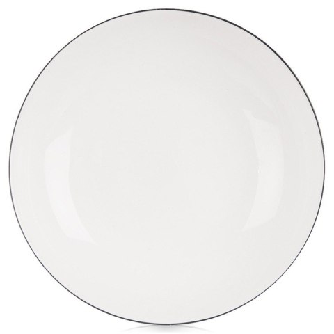 Talerz Głęboki Obiadowy Porcelanowy do Zupy Biały z Obwódką 20 cm 600 ml