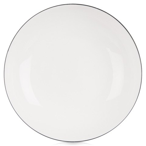 Talerz Głęboki Obiadowy Porcelanowy do Zupy Biały z Obwódką 20 cm 600 ml