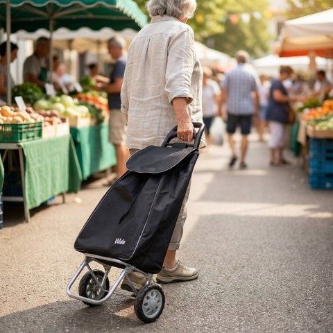 Torba Wózek na Zakupy na Kółkach Składany Czarny 30 L 20 kg VILDE