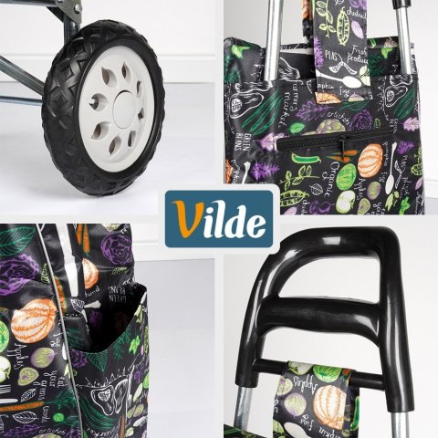 Torba Wózek na Zakupy na Kółkach Składany we Wzory 30 L 20 kg VILDE
