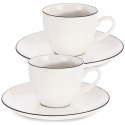 Zestaw 2 Filiżanek ze Spodkiem do Espresso Porcelanowe Białe 100 ml