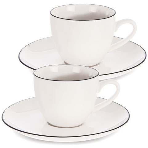 Zestaw 2 Filiżanek ze Spodkiem do Espresso Porcelanowe Białe 100 ml