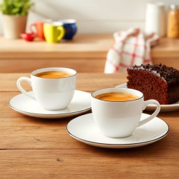 Zestaw 2 Filiżanek ze Spodkiem do Espresso Porcelanowe Białe 100 ml