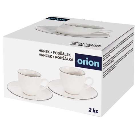 Zestaw 2 Filiżanek ze Spodkiem do Espresso Porcelanowe Białe 100 ml