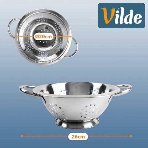 Cedzak Kuchenny Dorsz Durszlak Stalowy z Uchwytami na Podstawie 20 cm VILDE