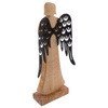 Figurka Dekoracyjna Anioł Drewniana Drewno Mango Metalowe Skrzydła 32,5 cm