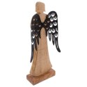 Figurka Dekoracyjna Anioł Drewniana Drewno Mango Metalowe Skrzydła 32,5 cm