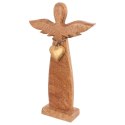 Figurka Dekoracyjna Anioł Drewniana Drewno Mango Złote Serce 26 cm ORION