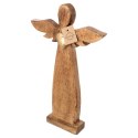 Figurka Dekoracyjna Anioł Drewniana Drewno Mango Złote Serce 42 cm ORION