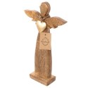Figurka Dekoracyjna Anioł Drewniana Drewno Mango Złote Serce 42 cm ORION