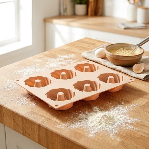 Forma Silikonowa do Muffinek Babeczek Wianki 6 szt. Beżowa 28 x 17 cm ORION