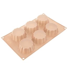 Forma Silikonowa do Muffinek Ciastek Kwiatki 6 szt. Beżowa 30 x 17,5 cm