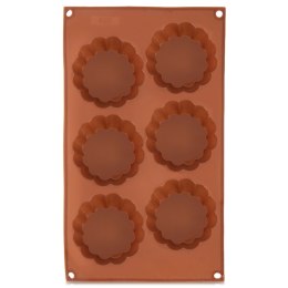 Forma Silikonowa do Muffinek Ciastek Kwiatki 6 szt. Brązowa 30 x 17,5 cm