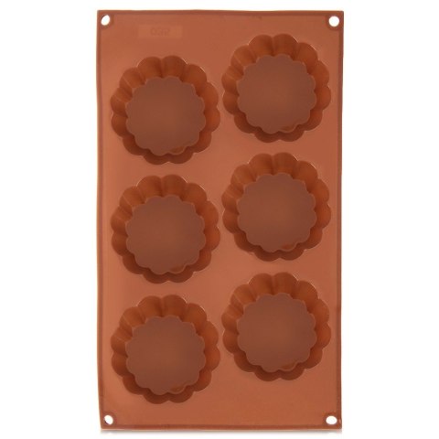 Forma Silikonowa do Muffinek Ciastek Kwiatki 6 szt. Brązowa 30 x 17,5 cm