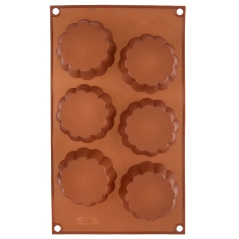 Forma Silikonowa do Muffinek Ciastek Kwiatki 6 szt. Brązowa 30 x 17,5 cm