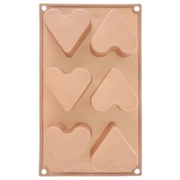 Forma Silikonowa do Muffinek Ciastek Serca 6 szt. Beżowa 29 x 17,5 cm ORION