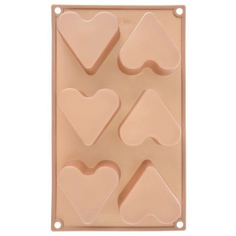 Forma Silikonowa do Muffinek Ciastek Serca 6 szt. Beżowa 29 x 17,5 cm ORION