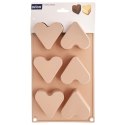 Forma Silikonowa do Muffinek Ciastek Serca 6 szt. Beżowa 29 x 17,5 cm ORION