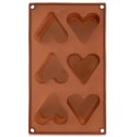 Forma Silikonowa do Muffinek Ciastek Serca 6 szt. Brązowa 29 x 17,5 cm