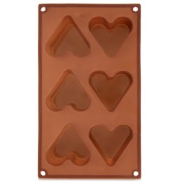 Forma Silikonowa do Muffinek Ciastek Serca 6 szt. Brązowa 29 x 17,5 cm