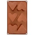 Forma Silikonowa do Muffinek Ciastek Serca 6 szt. Brązowa 29 x 17,5 cm