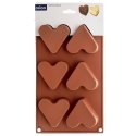Forma Silikonowa do Muffinek Ciastek Serca 6 szt. Brązowa 29 x 17,5 cm
