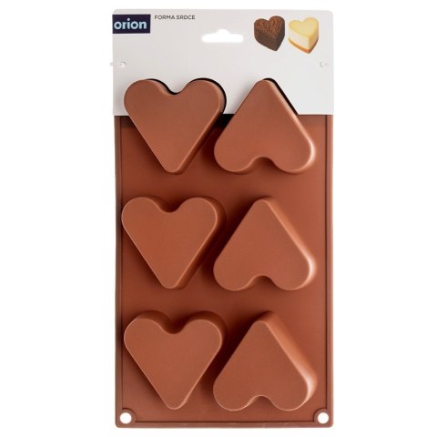 Forma Silikonowa do Muffinek Ciastek Serca 6 szt. Brązowa 29 x 17,5 cm