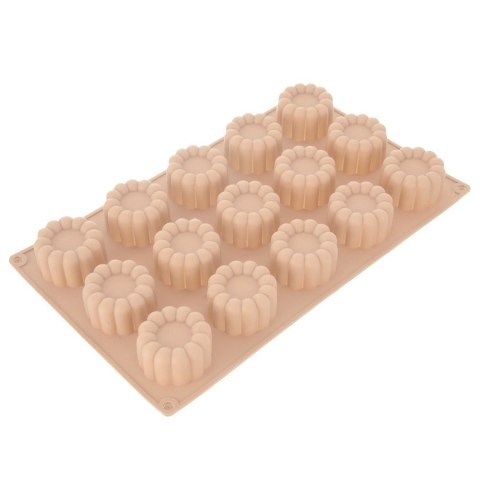 Forma Silikonowa na Czekoladki Praliny Kwiatki 15 szt. Beżowa 28 x 17 cm