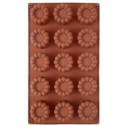 Forma Silikonowa na Czekoladki Praliny Kwiatki 15 szt. Brązowa 28 x 17 cm