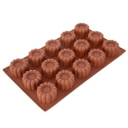 Forma Silikonowa na Czekoladki Praliny Kwiatki 15 szt. Brązowa 28 x 17 cm