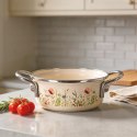 Garnek Emaliowany Retro Maki Kremowy z Uchwytami Indukcja 0,6 L 14 cm ORION