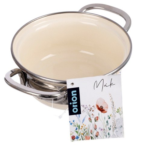 Garnek Emaliowany Retro Maki Kremowy z Uchwytami Indukcja 0,6 L 14 cm ORION