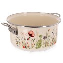 Garnek Emaliowany Retro Maki Kremowy z Uchwytami Indukcja 3,8 L 24 cm ORION